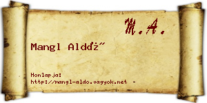 Mangl Aldó névjegykártya